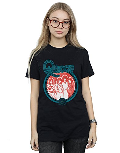 Queen Women's Vintage Band Photo Boyfriend Fit T-Shirt Black Medium