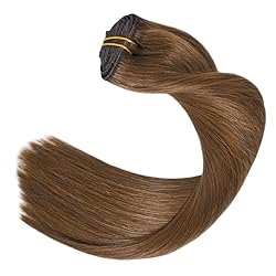 UGOTRAYS Clip in Hair Extensions,Chestnut Brown