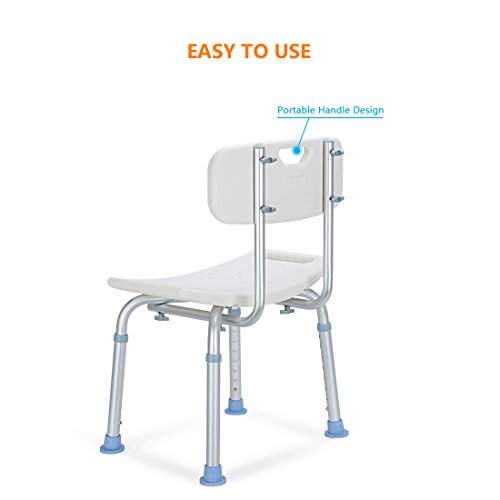 OasisSpace Shower Chair with Back, Heavy Duty Adjustable Shower Seat