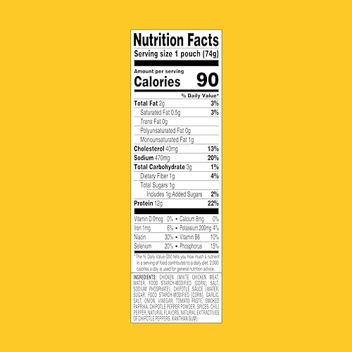 STARKIST CHICKEN CREATIONS BOLD CHIPOTLE POUCH (2.6 OZ – 1 PACK) FULLY COOKED HIGH PROTEIN WHITE MEAT, NO DRAINING, READY TO EAT FOR SALAD AND SANDWICHES