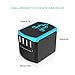 Travel Adapter, FIREOR Universal International Power Adapter with Smart High Speed 2.4A 4 USB Wall Charger, Worldwide AC Outlet Plugs Adapters for Europe, UK, US, AU, Asia - Blue