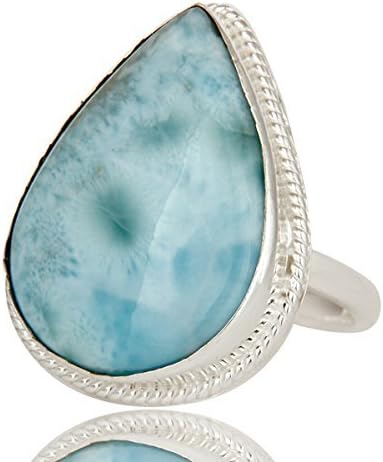 Larimar Gemstone Ring, 925 Sterling Silver Ring, Larimar Jewelry, Designer Ring, Silver Jewelry for Women