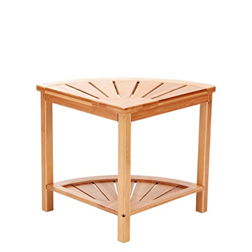 Shower Bench Bamboo Seat Corner Storage Shelf Sturdy Stool for Shaving Foot by Bamfan