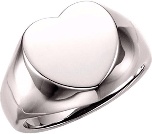 Roxx Fine Jewelry Signet Style Heart Ring Continnum Silver Sizes 1-10