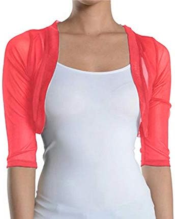 Junior`s Sheer Chiffon Bolero Shrug Jacket Cardigan 3/4 Sleeve