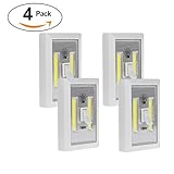 Espanolamor Battery Operated Cordless Light Using Super Bright COB LED Wall Lighted Switch Wireless Closet Night Light Multi-Use Self-Stick for Baby Nursery, Hallways, Bedrooms, Closets, RV's (4 Pack)