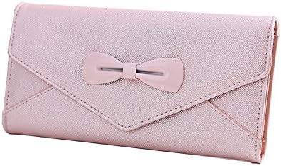 FXTXYMX Women Long Leather Wallet Bow Splicing Handbag Solid Colour Clutch Purse