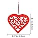 10 Set Valentine's Day Hanging Felt Heart Ornaments Red and Pink Heart Shaped Cutouts 2.4