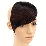 Weixinbuy Women's Tilted Frisette Bang Fringe Wig Headwear Clip-in Hairpiece Black
