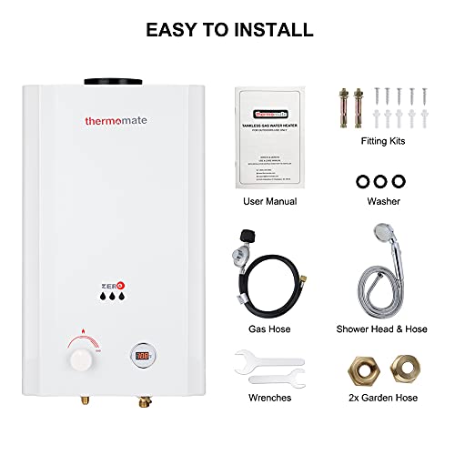 Tankless Water Heater, thermomate 10L Propane Gas Water Heater with