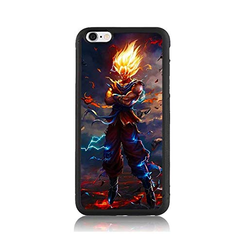 Dragon Ball Z Goku Lightning SSJ Print Case for Apple iPhone 6s Plus, Shock-Absorption Soft Bumper + Hard Back Cover Anti-Scratch Drop Protection for iPhone 6s Plus