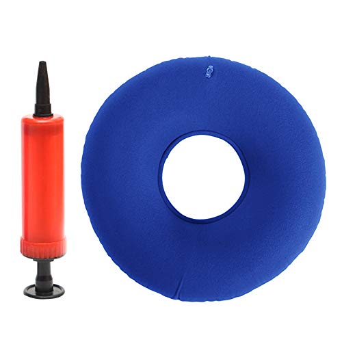 Inflatable Ring Cushion, Vinyl Round Rubber Inflatable Seat Cushion with Free Pump, Comfortable Hemorrhoid Bed Sores Pillow, Great for Wheelchairs, 34 * 12CM(Dark Blue)