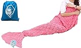 LAGHCAT Mermaid Tail Blanket with Scale Knit Crochet Mermaid Blanket for Adult,Sleeping Blanket,71