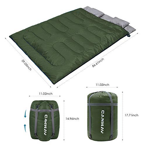 CANWAY Double Sleeping Bag, Lightweight Waterproof 2 Person Sleeping