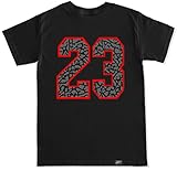 FTD Apparel Men's Red 23 Cement print black T shirt