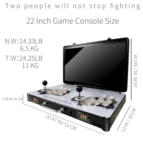 Portable 20000 in 1 Metal Box 3D Arcade Game Console, 22 inch Screen Retro Electronic Game Console, with Search/Hide/Save/Load/Pause Functions