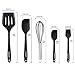Kitchen Utensils Set,10+1 Piece Cooking Utensils Set,included 9 inch stainless&silicone food tong,ladle,turner,whisk,spaghetti server,slotted spoon,big spatula,mini spatula,brush,salad spoon - Black