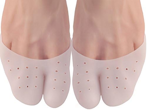 Toe Cap Sleeve Gel Metatarsal Pads - Ball of Foot Pads Forefoot Cushioning - 2 Pieces - Prevent Calluses and Blisters - For Men and Women (One size fits most, White)