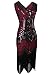 Vijiv Women 1920s Gastby Sequin Art Nouveau Embellished Night Out and Cocktail Dress, Medium, Wine Red