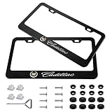 Auto sport 2pcs License Plate Frames with Screw Caps Set Stainless Steel Frame Applicable to US Standard Cars License Plate Fit Cadillac Accessory