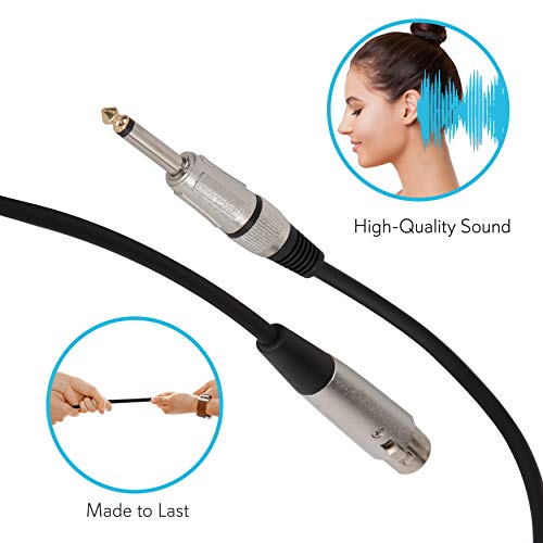 1/4" to XLR Audio Cord - 1/4 Inch Phono To XLR Female Connection 15 ft 12 Gauge Black Heavy Duty Professional Speaker Cable Wire - Delivers Sound - Pyle Pro PPMJL15 - Thumbnail 3
