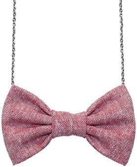 Freena Design Women’s Bow Tie Necklace Accessory Dr. Who Red Linen (Red Linen Blend)