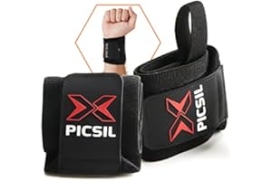 PICSIL Wrist Wraps with Double Fabric Fastener, Stretchable Wrist Straps for Weightlifting, Cotton Wrist Straps with Thumb Loop, Advanced Weightlifting Straps for Comfort and Stability