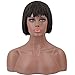 ELIM Braided Wigs for Black Women Short Brown Bob Wigs with Bangs Synthetic Hair Costume Wig with Wig Cap Z148
