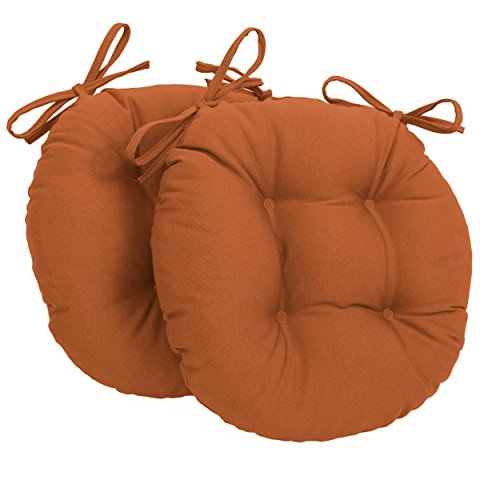 Blazing Needles Solid Twill Round Tufted Chair Cushions (Set of 2), 16", Spice