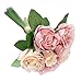 Gillberry 7 Heads Artificial Silk Fake Flowers Leaf Rose Wedding Floral Decor Bouquet (Pink)