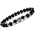 Gadblesjew Men Women 8mm Weathered Agate Bracelet Elastic Stone Beads Bracelet Bangle with Charm Owl