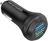 Quick Charge 3.0 Car Charger RAVPower 40W 3A Car Adapter with Dual Qc USB Ports Compatible with Galaxy S10+ S9+ S8+ Note 10+ Note 9+ Note 8, iPhone 11 Pro Max X XR XS Max and More (Black)