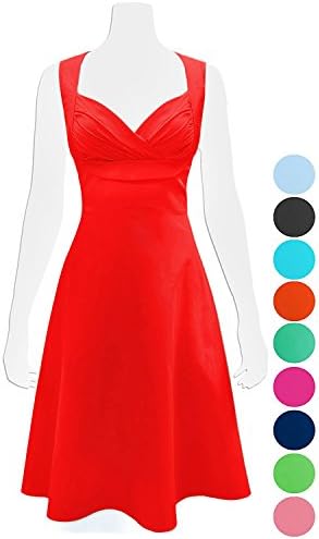 Roadown Women's Vintage-Inspired A-Line Cocktail Dress Empire Waist &amp; Sweetheart Neckline Cherry RedMedium Comfort