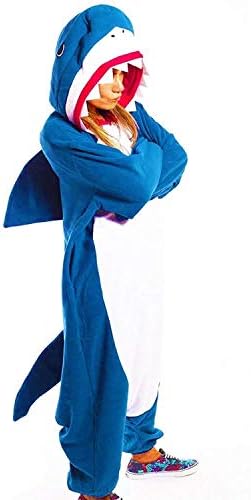 Adult Shark Onesie Cosplay Costume Onepiece Sleepwear Halloween Pajamas