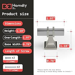 homdiy 25 Pack Kitchen Cabinet Knobs Brushed Nickel