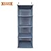Aibrisk Hanging Closet Organizer 4 Shelves Foldable Oxford Cloth Gray Hanging Shelf with 2 Hooks for Clothes Storage and Accessories
