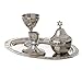 Highly Polished Non-Tarnishing Metal Havdalah Set with Mother of Pearl Design