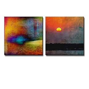Wall26-2 Piece View of an Abstract Sunset - Canvas Art Home Art - 12x12 inches