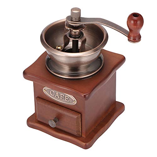 Vintage manuelle Kaffeemühle, SUNASQ manuelle Kaffeemühle Holz Vintage antike Handkurbel Kaffee Gewürz Mini Mühle mit… – Bild 3
