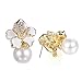 XZP Women's Fashion Earring Gifts Simulated Pearl Flower Stud Earrings with Crystal for Women