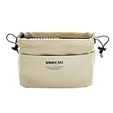 LIKU Canvas Handbag Organizers Insert Polyester Lining Bag in Bag Sturdy 10 Pockets 4 Colors 2 Size (Small, Beige)