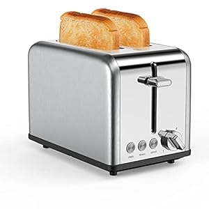 Toaster 2 Slice Wide Slots 815 W, Polished Stainless Steel Housing, 6 Browning Settings, High Lift Feature, Defrost Cancel and Reheat Functions, Slide Out Crumb Tray