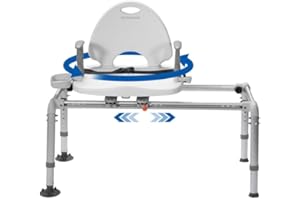 RESTISLAND Heavy Duty Sliding Transfer Bench with Swivel Seat, Rotating Sliding Shower Chair and Bath Safety Seat with Non-Sl