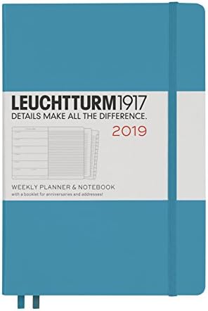 Leuchtturm1917 357806 Weekly Planner & Notebook 2019, Medium (A5), English, Nordic Blue