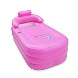 URUOI Christmas Gifts Environmental PVC Inflatable Bath Tub Folding Portable Large enough for an Adult and a Baby Pink