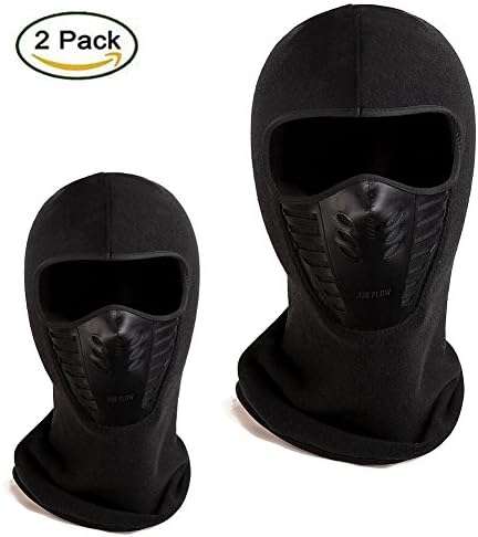 ZJtech Balaclava Face Mask Winter Hat Fleece Windproof Ski Mask for Men and Women (2 Pack-Black)