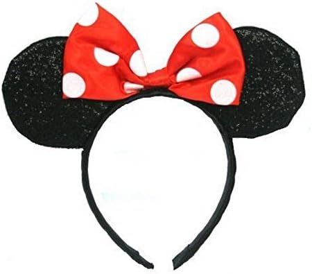 Red Minnie Mouse Sparkled Ears Headband Costume Accessory by animecorner