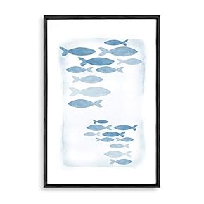 Framed Home Artwork Nordic Style Blue for Living Room Bedroom