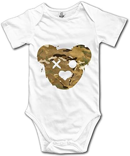 Teddy Bear Sketch Head U.S Army Unisex Baby Infant Short Sleeve Bodysuits Creeper