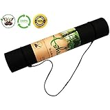 The BEST Yoga Mat ASHRAM 100% Sustainable & Eco-Friendly Yoga Mat (5mm thick) for Incredible Balance & Grip in All Types of Yoga - Extra Long & Wide (25x75") Double Sided- Black or Green - YOU WANT THIS IN YOUR YOGA BAG! GUARANTEED!